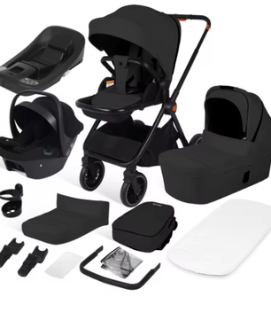 4-in-1 Kinderwagen met Autostoeltje en ISOFIX-Basis – Omkeerbaar Reissysteem voor Pasgeborenen
