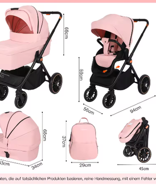 4-in-1 Kinderwagen met Autostoeltje en ISOFIX-Basis – Omkeerbaar Reissysteem voor Pasgeborenen