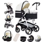 3-in-1 Kinderwagen – Luxe Reiskinderwagen met Draagzak en PU Afwerking