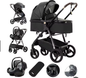 3-in-1 Kinderwagen – Luxe Reiskinderwagen met Draagzak en PU Afwerking
