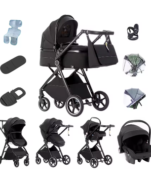 3-in-1 Kinderwagen – Multifunctionele en Eenvoudig Opvouwbare Kinderwagen