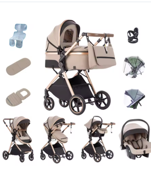 3-in-1 Kinderwagen – Multifunctionele en Eenvoudig Opvouwbare Kinderwagen