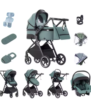 3-in-1 Kinderwagen – Multifunctionele en Eenvoudig Opvouwbare Kinderwagen