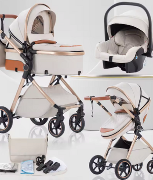 3-in-1 Kinderwagen – Multifunctionele en Eenvoudig Opvouwbare Kinderwagen