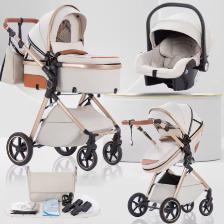 3-in-1 Kinderwagen – Multifunctionele en Eenvoudig Opvouwbare Kinderwagen