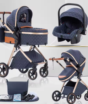 3-in-1 Kinderwagen – Multifunctionele en Eenvoudig Opvouwbare Kinderwagen