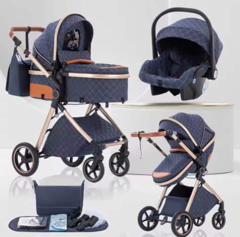 3-in-1 Kinderwagen – Multifunctionele en Eenvoudig Opvouwbare Kinderwagen