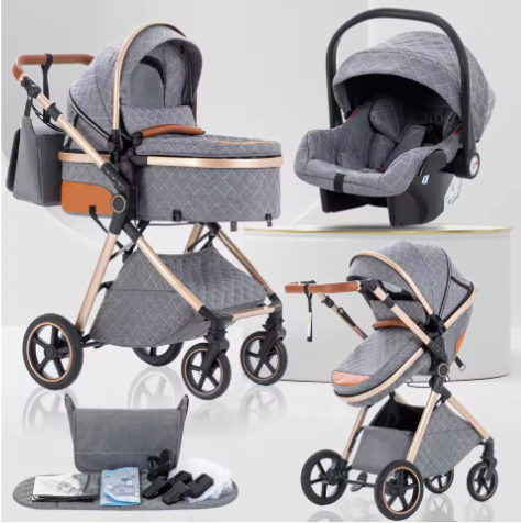 3-in-1 Kinderwagen – Multifunctionele en Eenvoudig Opvouwbare Kinderwagen
