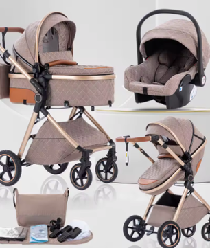 3-in-1 Kinderwagen – Multifunctionele en Eenvoudig Opvouwbare Kinderwagen