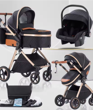 3-in-1 Kinderwagen – Multifunctionele en Eenvoudig Opvouwbare Kinderwagen