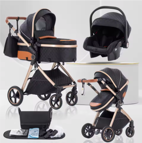 3-in-1 Kinderwagen – Multifunctionele en Eenvoudig Opvouwbare Kinderwagen