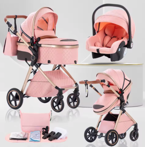 3-in-1 Kinderwagen – Multifunctionele en Eenvoudig Opvouwbare Kinderwagen
