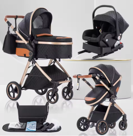 3-in-1 Kinderwagen – Multifunctionele en Eenvoudig Opvouwbare Kinderwagen