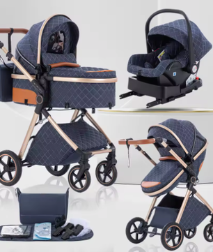 3-in-1 Kinderwagen – Multifunctionele en Eenvoudig Opvouwbare Kinderwagen