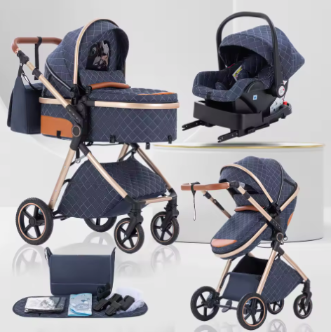 3-in-1 Kinderwagen – Multifunctionele en Eenvoudig Opvouwbare Kinderwagen