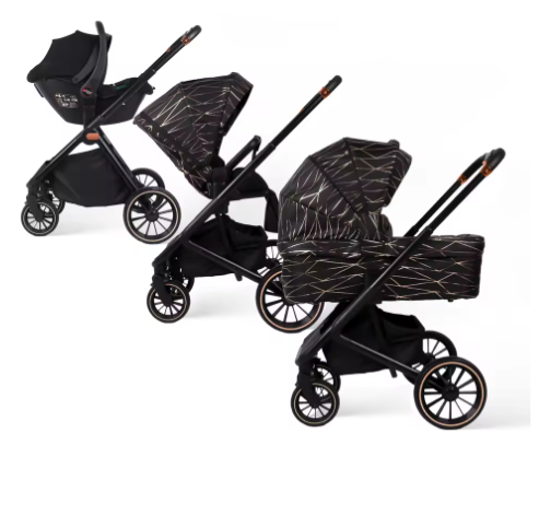 3-in-1 Kinderwagen – Luxe Reissysteem met Draagzak voor Pasgeborenen
