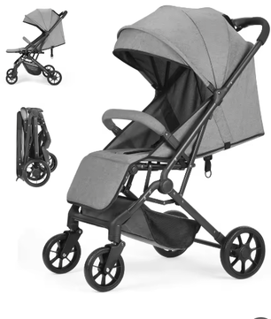 High-View Kinderwagen – Opvouwbare Tweeweg Kinderwagen met Vier Wielen