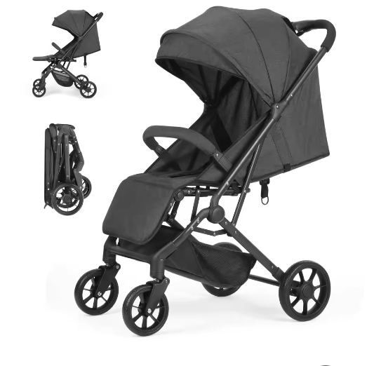 High-View Kinderwagen – Opvouwbare Tweeweg Kinderwagen met Vier Wielen