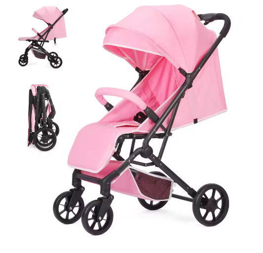 High-View Kinderwagen – Opvouwbare Tweeweg Kinderwagen met Vier Wielen