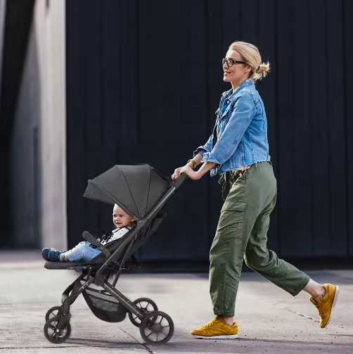 High-View Kinderwagen – Opvouwbare Tweeweg Kinderwagen met Vier Wielen
