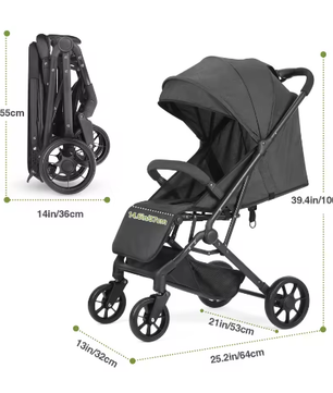 High-View Kinderwagen – Opvouwbare Tweeweg Kinderwagen met Vier Wielen