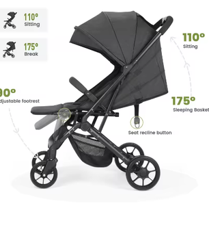 High-View Kinderwagen – Opvouwbare Tweeweg Kinderwagen met Vier Wielen