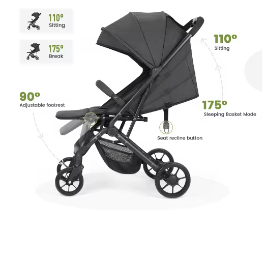 High-View Kinderwagen – Opvouwbare Tweeweg Kinderwagen met Vier Wielen