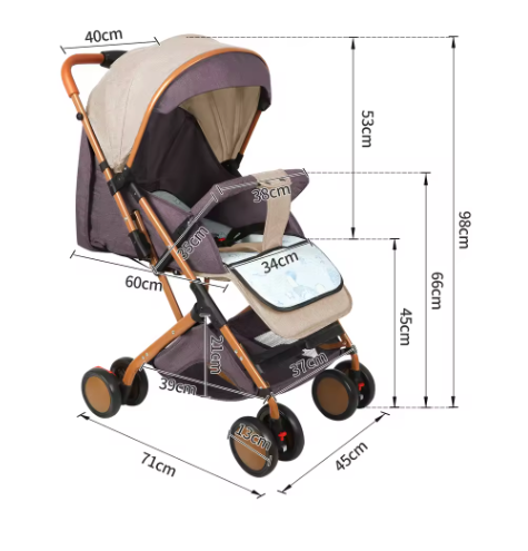 Kinderwagen 0–6 Jaar – Zit- en Ligfunctie met Duw- en Trekstand en Klamboe