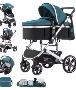 3-in-1 Babykinderwagen – Hoog Landschap, Verstelbaar Handvat, Aluminium Frame