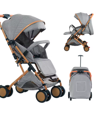 Opvouwbare Kinderwagen 4 Wielen – Draagbaar met Klamboe en Opbergmand