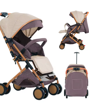 Opvouwbare Kinderwagen 4 Wielen – Draagbaar met Klamboe en Opbergmand