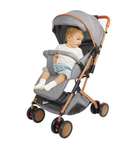 Opvouwbare Kinderwagen 4 Wielen – Draagbaar met Klamboe en Opbergmand
