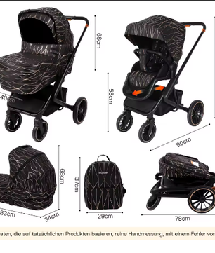4-in-1 Kinderwagen – Opvouwbaar Reissysteem met Draagzak en ISOFIX