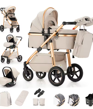 3-in-1 Kinderwagen – Hoge Landschap Wieg en Multifunctioneel