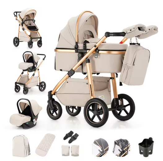 3-in-1 Kinderwagen – Hoge Landschap Wieg en Multifunctioneel