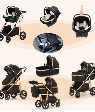 3-in-1 Kinderwagen – Hoge Landschap Wieg en Multifunctioneel