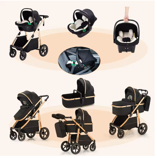 3-in-1 Kinderwagen – Hoge Landschap Wieg en Multifunctioneel
