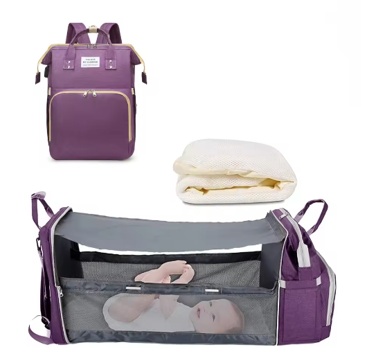3-in-1 Luiertas Rugzak met Opvouwbaar Aankleedbed en USB-poort
