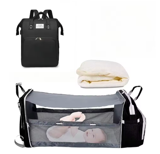 3-in-1 Luiertas Rugzak met Opvouwbaar Aankleedbed en USB-poort