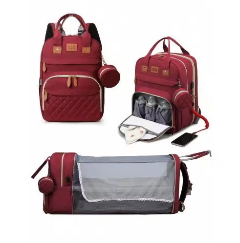 3-in-1 Luiertas Rugzak met Opvouwbaar Aankleedbed en USB-poort