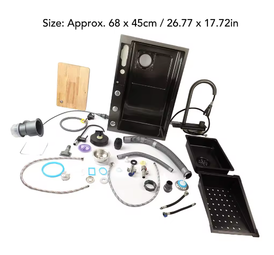 Onderbouw Spoelbak RVS 68×45 cm met Digitaal Display en Accessoires