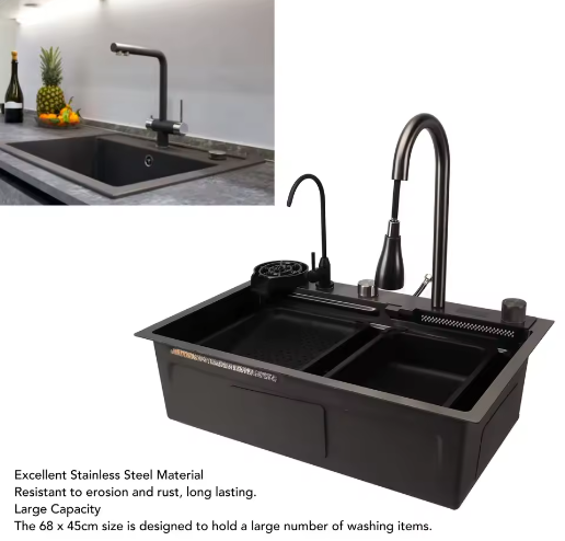 Onderbouw Spoelbak RVS 68×45 cm met Digitaal Display en Accessoires