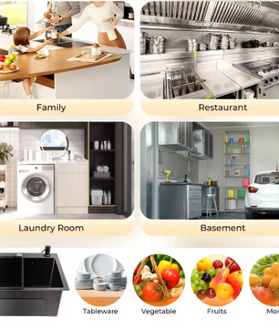 Zwarte RVS Keukenspoelbak met Nano-Coating – Enkele Spoelbak met Afvoerset, Modern en Handgemaakt