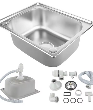 RVS Inbouw Spoelbak met Afdruiprek – Draagbaar Handwasstation voor Keuken, Garage en Tuin