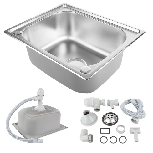 RVS Inbouw Spoelbak met Afdruiprek – Draagbaar Handwasstation voor Keuken, Garage en Tuin