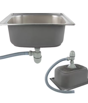 RVS Inbouw Spoelbak met Afdruiprek – Draagbaar Handwasstation voor Keuken, Garage en Tuin
