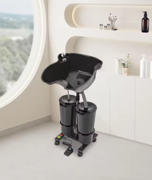 Mobiele Haarwastafel in Hoogte Verstelbaar – Draagbare Shampoobak met 2 Wateremmers voor Salon en Spa