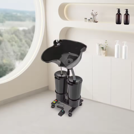 Mobiele Haarwastafel in Hoogte Verstelbaar – Draagbare Shampoobak met 2 Wateremmers voor Salon en Spa