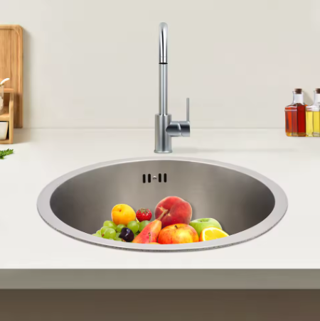 Ronde Keukenspoelbak 41 cm – Onderbouw Roestvrijstalen Wastafel, Eenvoudige Installatie