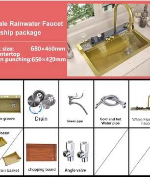 Roestvrijstalen Waterval Aanrecht – Digitaal Display en Multifunctionele Spoelbak